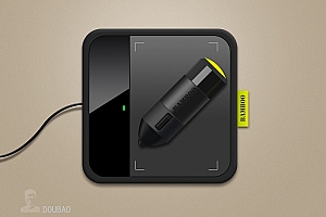 黑色手绘板带笔ICON图标设计