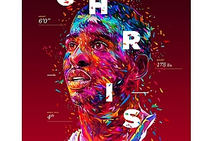 炫彩的NBA球星彩色肖像海报设计