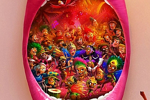 国外专注女性的Pink Lady水果品牌插画海报设计作品