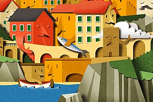 国外Cinque Terre手工层次感的限量版海报设计