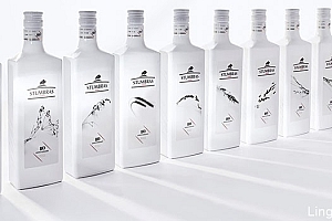 黑白系的Stumbras伏特加110年限量版包装设计