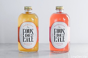Kombucha Mangue 发酵茶饮料瓶贴包装设计
