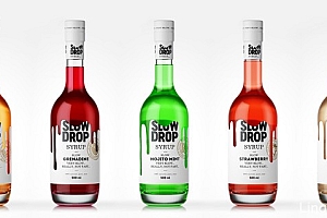 国外靓丽的SLOW DROP鸡尾酒糖浆包装设计
