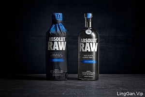 黑色系的Absolut RAW伏特加包装设计