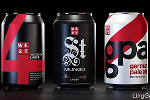 WEST啤酒易拉罐装包装设计