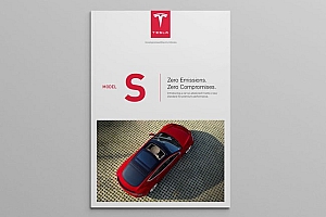 美国设计师Serge设计的红色版的Tesla汽车画册设计