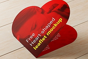 简约风格的红色爱心形折页设计作品