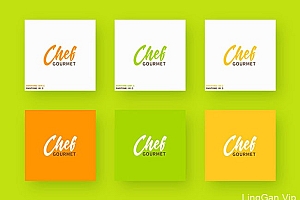 国外Chef Gourmet餐厅色彩明亮的品牌VI设计作品
