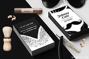 国外黑白系的创意理发师名片设计作品案例