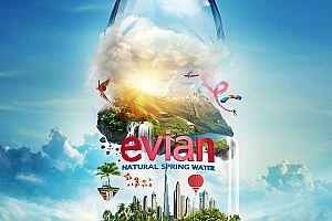 国外evian依云矿泉水PS合成视觉设计- 灵感